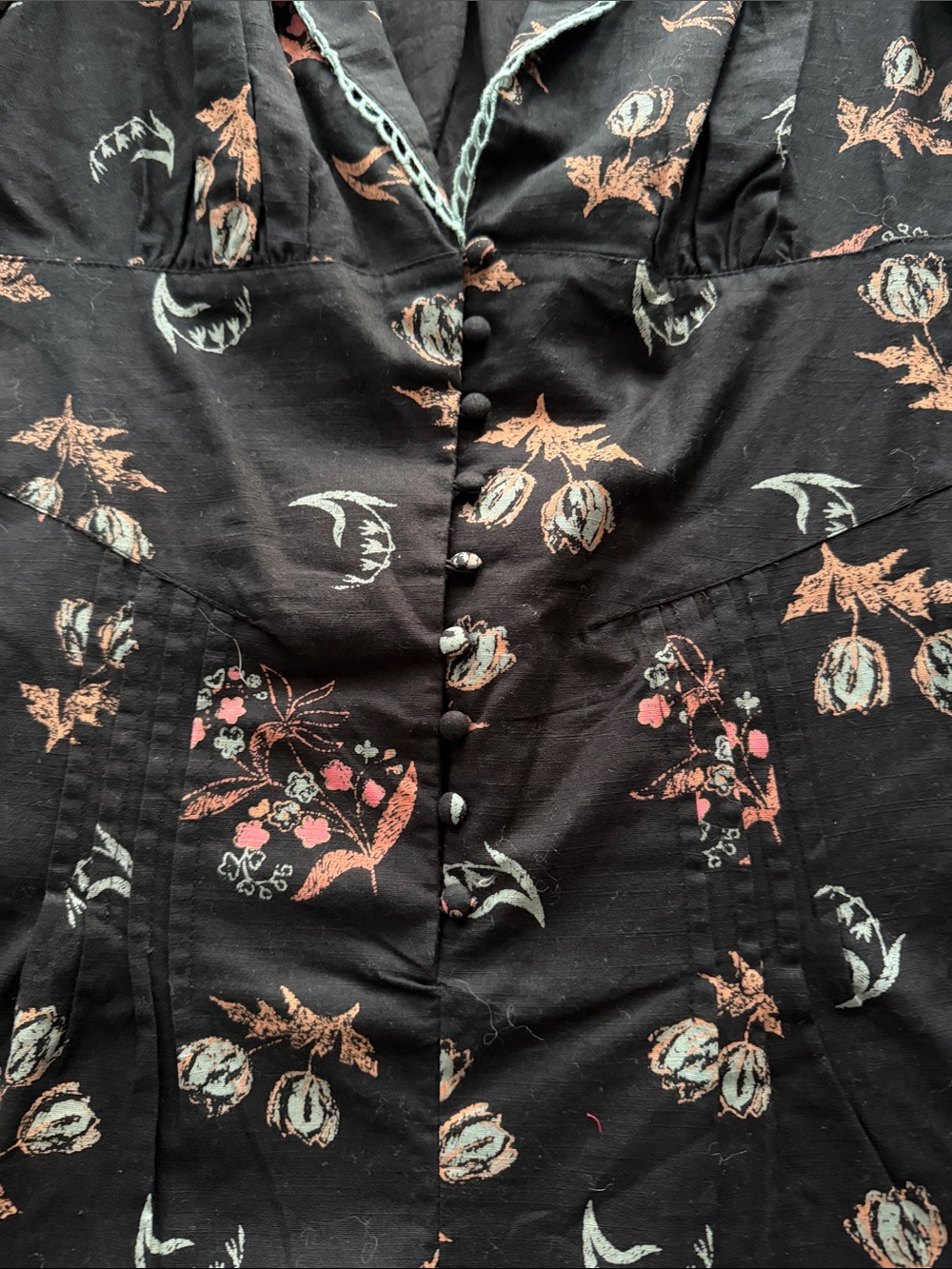 Free People Black Floral Ruffled V-Neck Romper - Picture 6 of 9